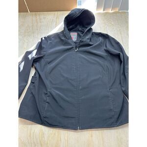 Avenue Womens Jacket Parka Black 26/28 Hooded Zip Snap Up Pockets Insulated Coat